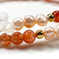 Red Rabbit Fur Quartz + Golden Sunstone+ Moonstone w/ Freshwater Pearl Dual- Loop Bracelet