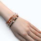 Red Rabbit Fur Quartz + Golden Sunstone+ Moonstone w/ Freshwater Pearl Dual- Loop Bracelet