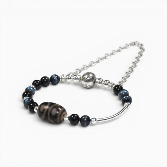 Six Eye Dzi Bead w/ Blue Tiger Eye Bangle