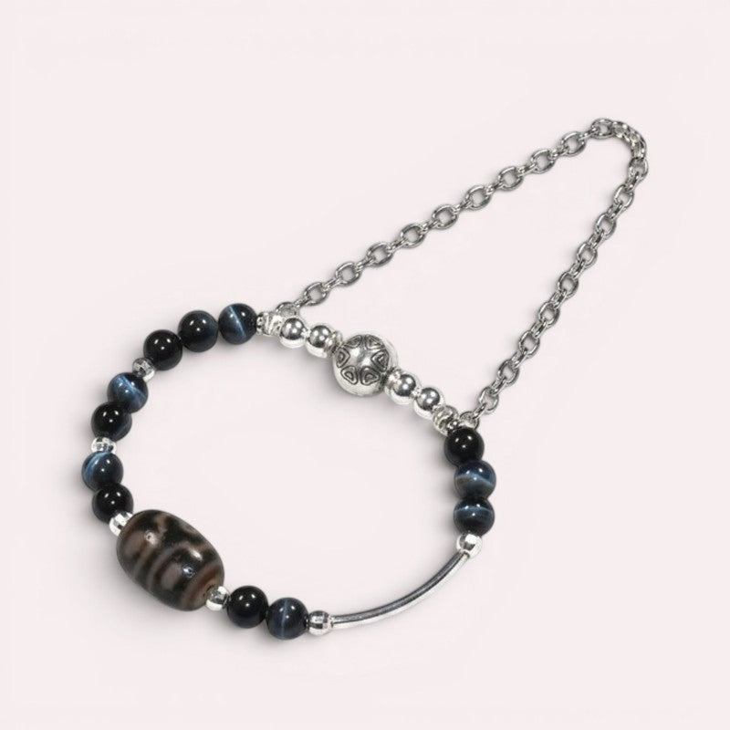 Six Eye Dzi Bead w/ Blue Tiger Eye Bangle