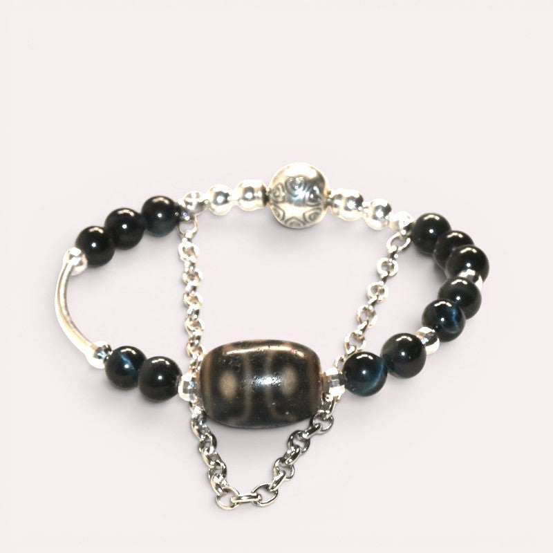 Six Eye Dzi Bead w/ Blue Tiger Eye Bangle