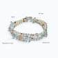 White Rabbit Fur Charm + Prehnite + Blue Topaz w/ Freshwater Pearl Dual- Loop Bracelet