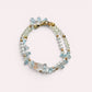 White Rabbit Fur Charm + Prehnite + Blue Topaz w/ Freshwater Pearl Dual- Loop Bracelet