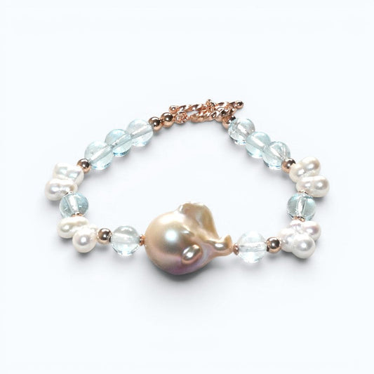 Freshwater Pearl w/ Blue Topaz Bracelet