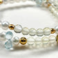White Rabbit Fur Charm + Prehnite + Blue Topaz w/ Freshwater Pearl Dual- Loop Bracelet