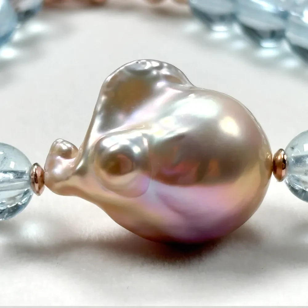 Freshwater Pearl w/ Blue Topaz Bracelet